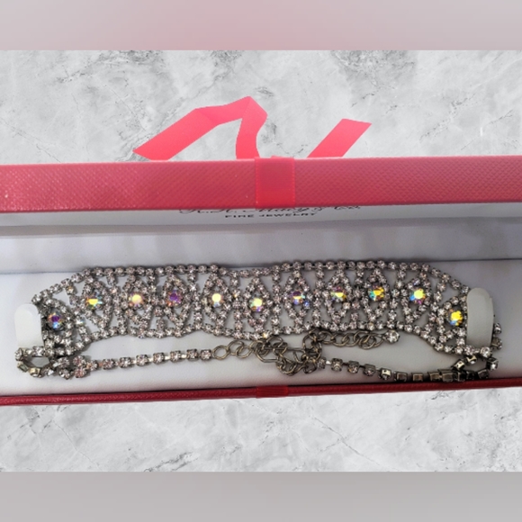 Vintage Iridescent Silver Cubic Zirconia Choker - Picture 3 of 12